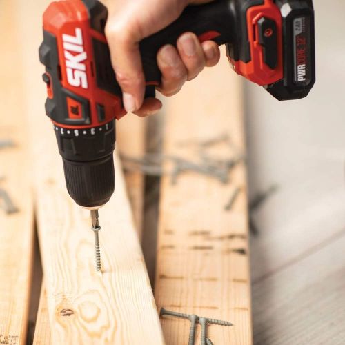  SKIL 2-Tool Kit: PWRCore 12 Brushless 12V 1/2 Inch Cordless Drill Driver and 1/4 Inch Hex Impact Driver, Includes Two 2.0Ah Lithium Batteries and One Standard Charger - CB738501