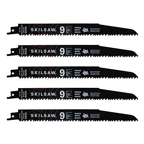  SKILSAW SPT2005-05 9 5-8 TPI Reciprocating Saw Blade For Wood with Nails - 5 Pack