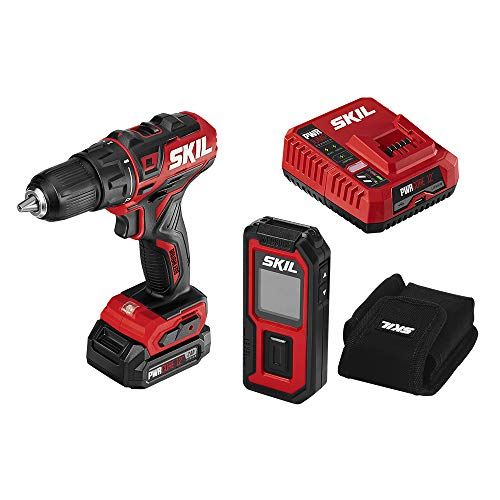  SKIL 2-Tool Combo Kit: PWRCore 12 Brushless 12V 1/2 Inch Cordless Drill Driver and 100 Foot Laser Distance Measurer and Level, Includes 2.0Ah Lithium Battery and PWRJump Charger -