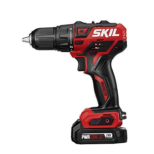  SKIL PWRCore 12 Brushless 12V 1/2 Inch Cordless Drill Driver, Includes 2.0Ah Lithium Battery and Standard Charger - DL529003