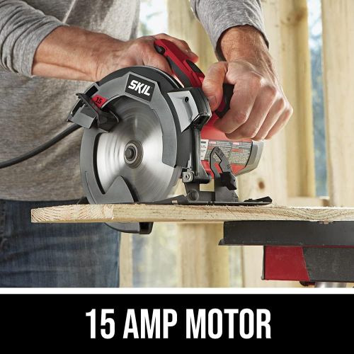  SKIL 15 Amp 7-1/4 Inch Circular Saw & Rechargeable 4V Cordless Screwdriver with Circuit Sensor Technology Includes 45pcs Bit Set, USB Charging Cable, Carrying Case - SD561204
