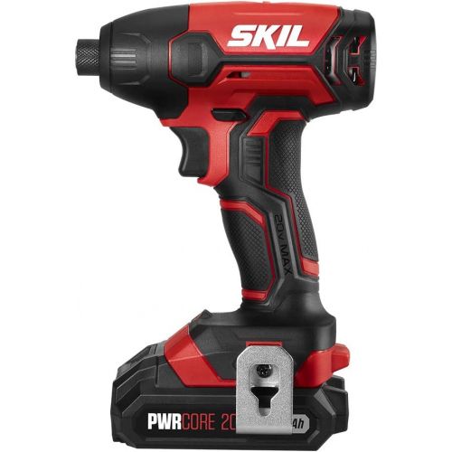  SKIL 4-Tool Kit: 20V Cordless Drill Driver, Impact Driver, Reciprocating Saw and LED Spotlight, Includes Two 2.0Ah Lithium Batteries and One Charger - CB739601, White