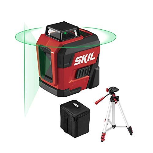  SKIL 100ft. 360° Green Self-Leveling Cross Line Laser Level with Horizontal and Vertical Lines Rechargeable Lithium Battery with USB Charging Port, Compact Tripod & Carry Bag Inclu