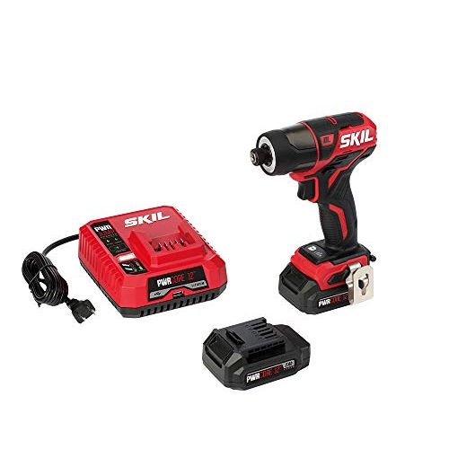  SKIL PWR CORE 12 Brushless 12V 1/4 Inch Hex Cordless Impact Driver Includes Two 2.0Ah Lithium Batteries and PWR JUMP Charger - ID574402