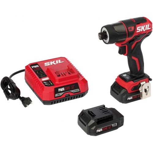  SKIL PWR CORE 12 Brushless 12V 1/4 Inch Hex Cordless Impact Driver Includes Two 2.0Ah Lithium Batteries and PWR JUMP Charger - ID574402