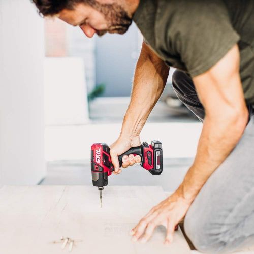  SKIL PWR CORE 12 Brushless 12V 1/4 Inch Hex Cordless Impact Driver Includes Two 2.0Ah Lithium Batteries and PWR JUMP Charger - ID574402