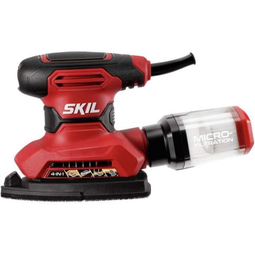  SKIL Corded Multi-Function Detail Sander with Micro-Filter Dust Box 3 Additional Attachments & 12pc Sanding Sheet- SR232301