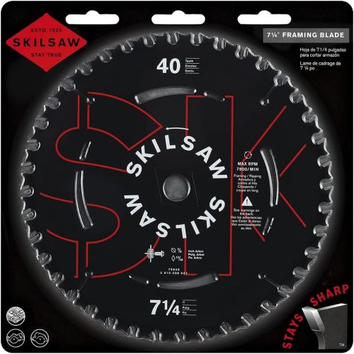  SKIL 75940 Titanium 7-1/4-Inch 40 Tooth ATB Thin Kerf Crosscutting Saw Blade with 5/8-Inch and Diamond Knockout Arbor