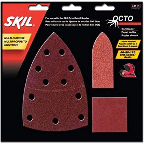  SKIL 73114 Octo Sandpaper Kit, Asst Grit for SKIL Sander SR232301 - 15 Pc