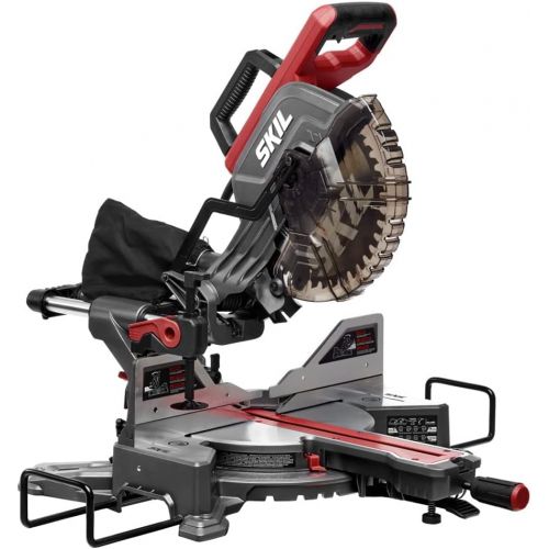  Skil 10 Dual Bevel Sliding Miter Saw - MS6305-00 & WEN MSA330 Collapsible Rolling Miter Saw Stand with 3 Onboard Outlets