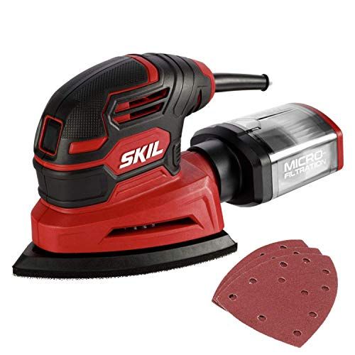  SKIL Corded Detail Sander, Includes 3pcs Sanding Paper and Dust Box - SR250801