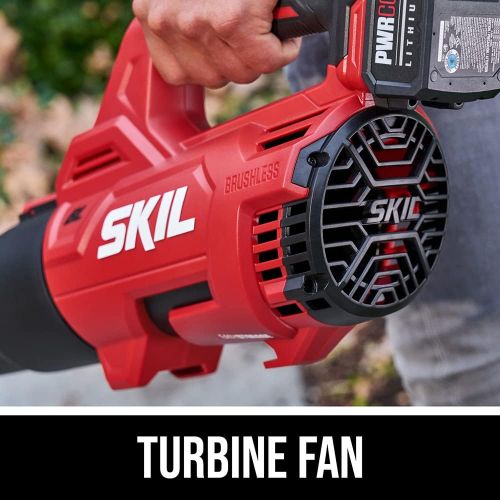  SKIL BL4714B-10 PWR CORE 20 Brushless 400 CFM Leaf Blower Kit, Includes 4.0Ah Battery and Charger