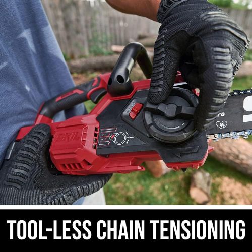  Skil CS4562B-10 PWR CORE 20 Brushless 12 Chain Saw Kit, Includes 4.0Ah Battery and Charger, Red