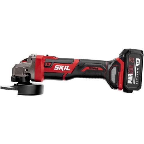  SKIL PWR CORE 20 Brushless 20V 4-1/2 Angle Grinder, Included 5.0Ah Battery, PWRJump Charger and PWRAssist USB Adapter - AG2907-1A