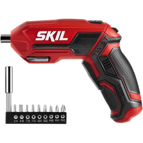  SKIL 4V Pivot Grip Rechargeable Cordless Screwdriver, Includes 9pcs Bit, 1pc Bit Holder, USB Charging Cable - SD561802