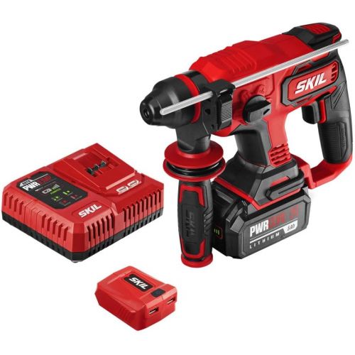  Skil PWRCore 20 Brushless 20V 7/8 Rotary Hammer Kit, Includes 5.0Ah Battery, PWRJump Charger and PWRAssit USB Adapter - RH1704-1A