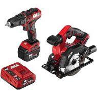 SKIL 2-Tool Kit: PWRCore 12 Brushless 12V 1/2 Inch Cordless Drill Driver and 5-1/2 Inch Brushless Circular Saw, with 4.0Ah Lithium Battery and PWRJump Charger - CB742701
