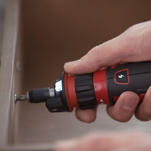  SKIL Rechargeable 4V Cordless Screwdriver with Circuit Sensor Technology, Includes 9pcs Bit, 1pc Bit Holder, USB Charging Cable - SD561201 , Red