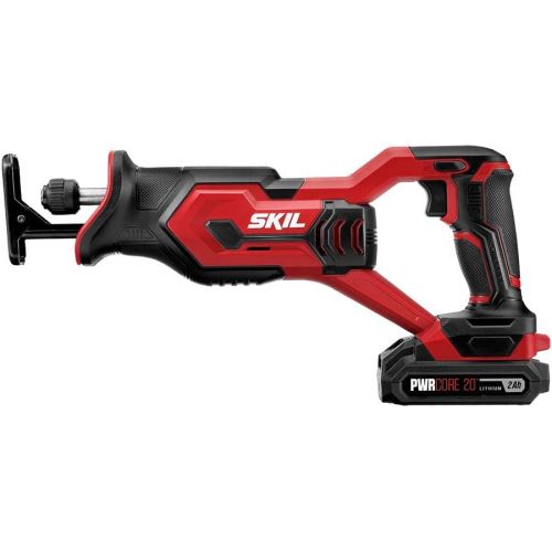  SKIL 20V 4-Tool Combo Kit: 20V Cordless Drill Driver Reciprocating Saw, Circular Saw and Spotlight, Includes Two 2.0Ah PWR CORE Lithium Batteries and One Charger - CB739701