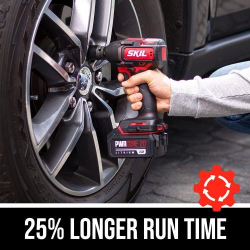  SKIL PWR CORE 20 Brushless 20V 1/2 Inch Impact Wrench Included 5.0Ah Battery, PWR JUMP Charger and PWR ASSIST USB Adapter - IW5739-1A