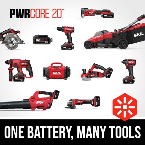  SKIL PWR CORE 20V 7/8 Inch Stroke Length Jigsaw Includes 2.0Ah PWR CORE 20 Lithium Battery and Charger - JS820302