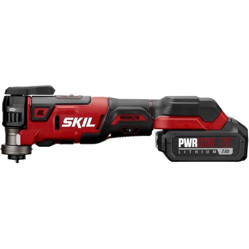  SKIL PWR CORE 20 Brushless 20V Oscillating Tool Kit with 35pcs Sanding Paper, 3 Blades, Sanding Pad, Rigid Scraper, Accessory Case, Includes 2.0Ah Lithium Battery & PWR JUMP Charge