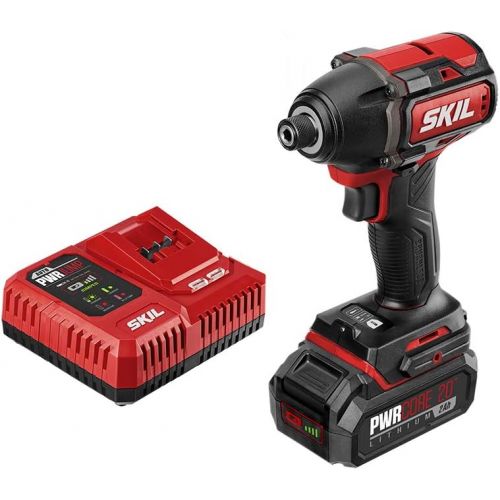  SKIL PWR CORE 20 Brushless 20V 1/4 Hex Impact Driver, Includes 2.0Ah Lithium Battery & Pwrjump Charger - ID573902