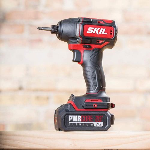  SKIL PWR CORE 20 Brushless 20V 1/4 Hex Impact Driver, Includes 2.0Ah Lithium Battery & Pwrjump Charger - ID573902
