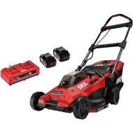 Skil PM4912B-20 PWR CORE 20 Brushless 18 Lawn Mower Kit, Includes Two 4.0 Ah Batteries and Dual Port Charger, Red