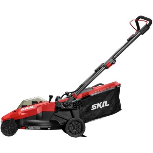  Skil PM4912B-20 PWR CORE 20 Brushless 18 Lawn Mower Kit, Includes Two 4.0 Ah Batteries and Dual Port Charger, Red