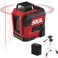 SKIL 65ft. 360° Red Self-Leveling Cross Line Laser Level with Horizontal and Vertical Lines Rechargeable Lithium Battery with USB Charging Port, Compact Tripod & Carry Bag Included