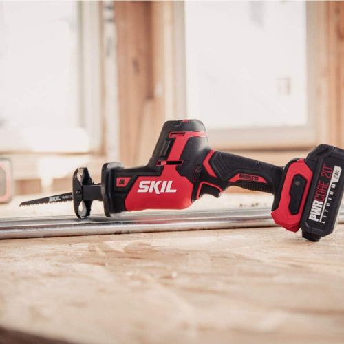  SKIL PWR CORE 20 Brushless 20V Compact Reciprocating Saw, Includes 2.0Ah Lithium Battery and Auto PWR JUMP Charger - RS5825B-10