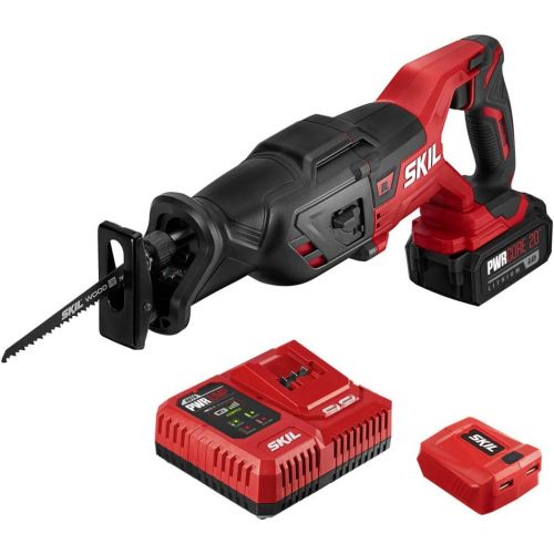  SKIL PWR CORE 20 Brushless 20V Reciprocating Saw Kit with 4.0Ah Battery, PWR JUMP Charger, and PWRAssist USB Adapter - RS5884-1A