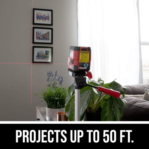  SKIL 50ft. Red Self-Leveling Cross Line Laser Level with Horizontal and Vertical Lines, Rechargeable Lithium Battery with USB Charging Port, Clamp & Carry Bag Included - LL932301