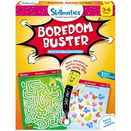  [아마존베스트]Skillmatics Educational Game: Boredom Buster (3-6 Years) | Erasable and Reusable Activity Mats | Travel Friendly Toy with Dry Erase Marker | Learning tools for Kids 3, 4, 5, 6 Year