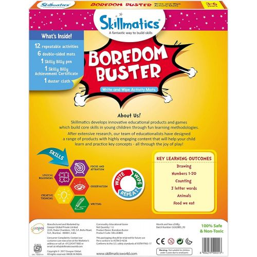  [아마존베스트]Skillmatics Educational Game: Boredom Buster (3-6 Years) | Erasable and Reusable Activity Mats | Travel Friendly Toy with Dry Erase Marker | Learning tools for Kids 3, 4, 5, 6 Year