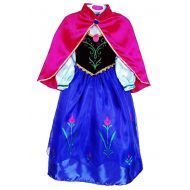 Skin9th Princess Anna Lace Paisley Chiffon Cosplay Costume Play Long Dress for Girls Kids