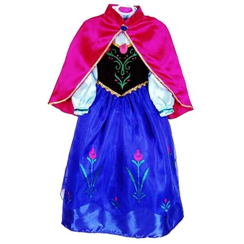  Skin9th Princess Anna Lace Paisley Chiffon Cosplay Costume Play Long Dress for Girls Kids