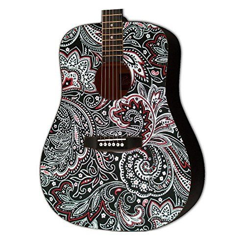  Skinnys Webworks Graphic Acoustic Guitar PAISLEY BLACKRED Design