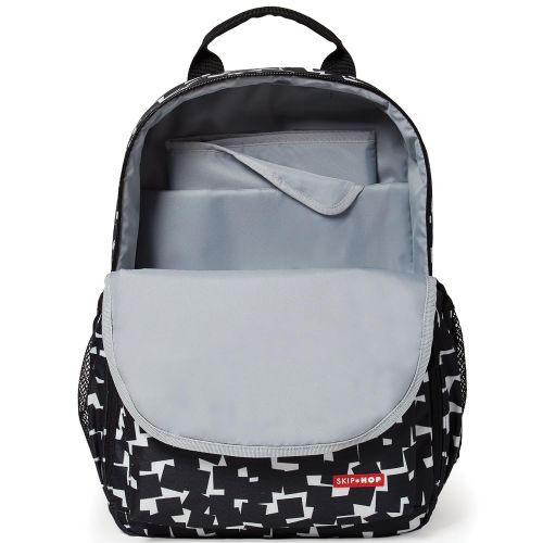 스킵 Skip Hop Duo Signature Carry All Travel Diaper Bag Backpack with Multipockets, One Size, Black White Cubes