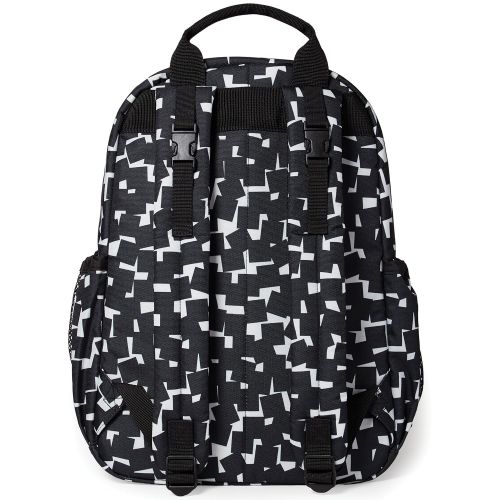 스킵 Skip Hop Duo Signature Carry All Travel Diaper Bag Backpack with Multipockets, One Size, Black White Cubes