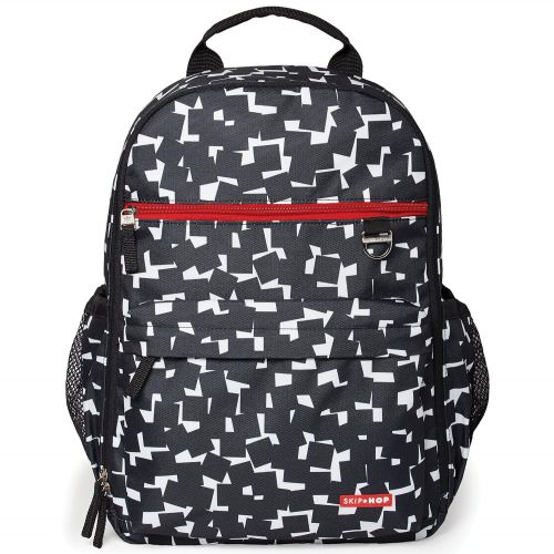 스킵 Skip Hop Duo Signature Carry All Travel Diaper Bag Backpack with Multipockets, One Size, Black White Cubes