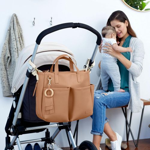 스킵 Skip Hop Greenwich Simply Chic Diaper Tote, Caramel