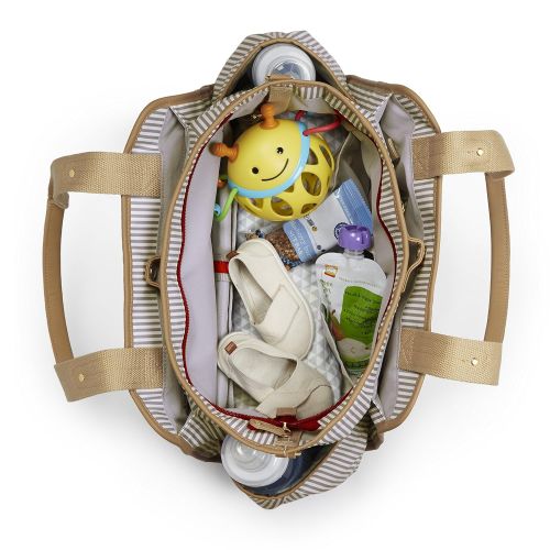 스킵 Skip Hop Diaper Bag Tote with Matching Changing Pad, Grand Central/French Stripe