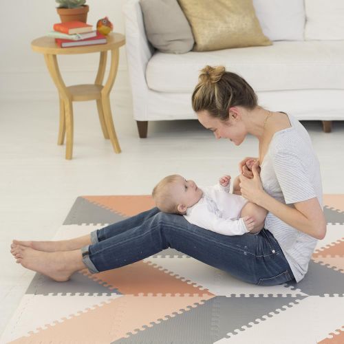 스킵 Skip Hop Playspot Foam Play Mat For Baby, Grey/Peach, 70 X 56