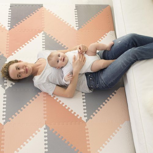 스킵 Skip Hop Playspot Foam Play Mat For Baby, Grey/Peach, 70 X 56