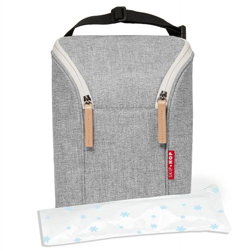 스킵 [아마존베스트]Skip Hop Insulated Breastmilk Cooler and Baby Bottle Bag, Grab & Go Double, Grey Melange