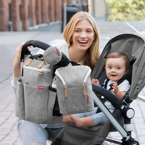스킵 [아마존베스트]Skip Hop Insulated Breastmilk Cooler and Baby Bottle Bag, Grab & Go Double, Grey Melange