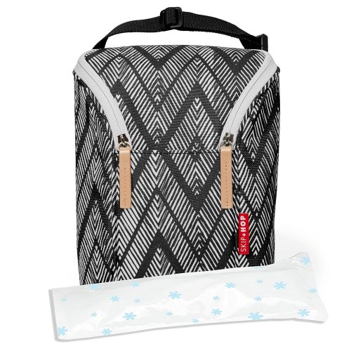 스킵 [아마존베스트]Skip Hop Insulated Breastmilk Cooler and Baby Bottle Bag, Grab & Go Double, Zig Zag Zebra
