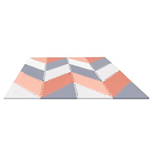 스킵 [아마존베스트]Skip Hop Playspot Foam Play Mat For Baby, Grey/Peach, 70 X 56